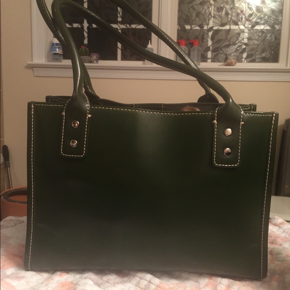 Wilson’s Leather Dark Green Satchel Bag - Picture 2 of 15